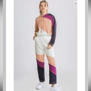 SS13–Umgee Women's Colorblock Jogger Set -Peach, Magenta, Navy and White